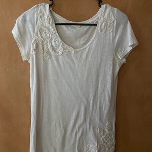 J crew shirt, small, white, flowers and beads